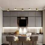 Đèn thả bàn ăn hiện đại 5 bóng LED màu vàng 3 mầu cao cấp màu gold