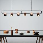 Đèn thả bàn ăn hiện đại 6 bóng LED Black Rose Gold cao cấp