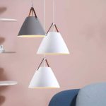 Chao đèn thả hình túi xách, quai da nâu